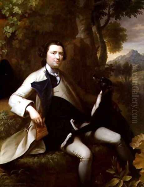 Francis Popham seated in a Wooded Landscape with his Greyhound - view 1