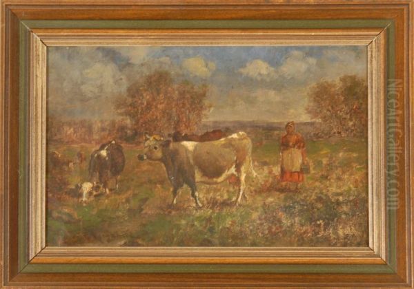 Pasture Scene With Cows. Signed Lower Left Scott Leighton". - view 1