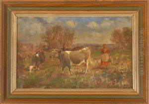 Pasture Scene With Cows. Signed Lower Left Scott Leighton". by Scott Leighton