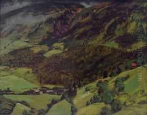Gebirgslandschaft Unten Rechts Signiert Gebirgslandschaft Unten Rechts Signiert