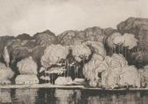 Sommer (auch Waldsee Oder Ufer Mit Bauernhausern) by Walter Leistikow