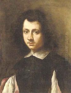 Portrait of a young man, bust-length, in a black doublet with slashed sleeves and a white collar by Carlo Ceresa