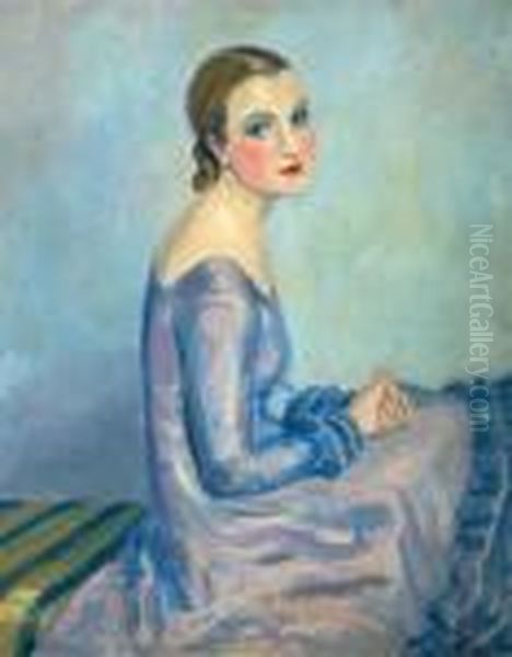 Le Modele Huile Sur Toile Signee En Bas A Droite. 81 X 65 Cm - view 1