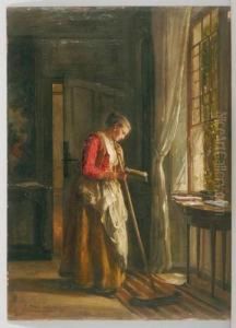 Jeune Servante A La Lecture by Armand Hubert Simon Leleux