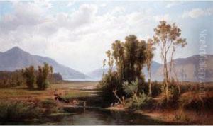 Landscape With Figures Crossing A River by Giovan Battista Lelli