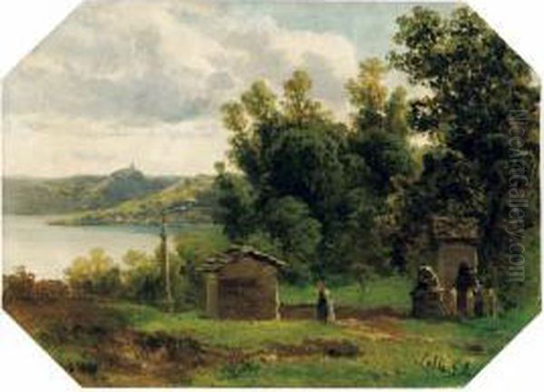 Lago D'orta, Pella E La Madonna Del Sasso - 1862 - view 1