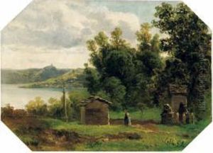 Lago D'orta, Pella E La Madonna Del Sasso - 1862 by Giovan Battista Lelli