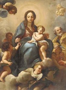 The Holy Family in Glory with putti