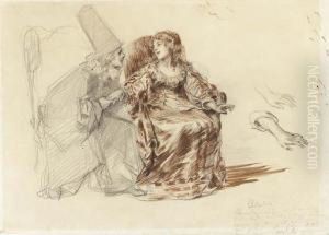 A Scene From Molier by Alexandre Louis Leloir