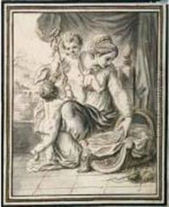 "la Vierge Avec L'enfant Jesus Et Saint Jean Baptiste Enfant". by Pierre Lelu