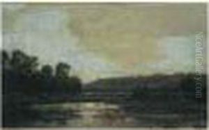 "vaches En Bord D'etang". by Louis Marie Lemaire