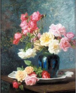 Still Life Of Roses by Louis Marie Lemaire