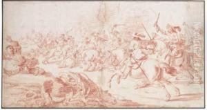 A Cavalry Battle by Johann Philipp Lembke