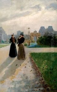 La Promenade Aux Tuileries by Basile Lemeunier