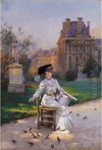 Morning In The Tuileries by Basile Lemeunier