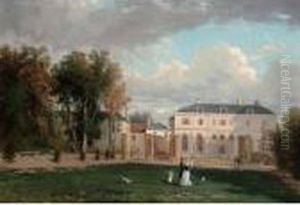 Figures Walking In A Park by Theophile Victor Emile Lemmens