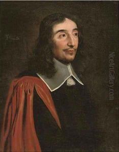 Portrait of a gentleman, bust-length, in a red gown by Philippe de Champaigne