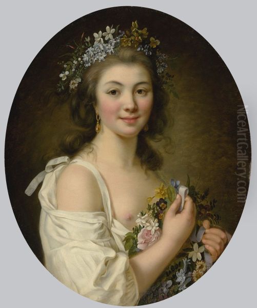 Portrait Of Madame De Genlis by Marie-Victoire Lemoine