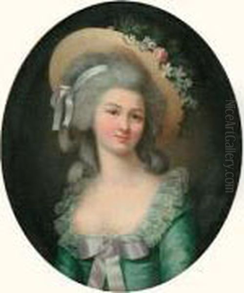 Portrait De Jeune Femme Au Chapeau Fleuri - view 1