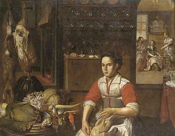 Christ in the House of Mary and Martha with a maid preparing poultry in the foreground - view 1