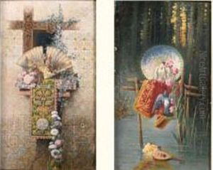Paire De Natures Mortes A L'eventail by Horacio Lengo y Martinez