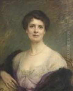 Damenportrat Mit Perlenkette by Charles Amable Lenoir