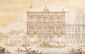 The Palazzo Grimani on the Grand Canal, Venice by Luca Carlevarijs