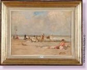 Plage Animee by Jules Lentrein