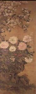 Peonies magnolia and peach blossom