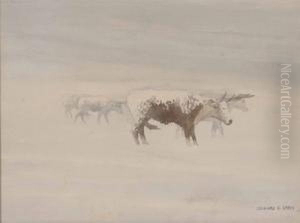 Cattle In A Blizzard - view 1