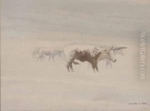 Cattle In A Blizzard by H. Reedy Leonard