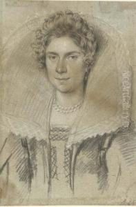 Portrait Of A Young Lady Wearing A High Collar, Bust-length Portrait Of A Young Lady Wearing A High Collar, Bust-length
