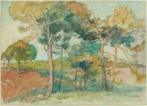 Paysage Aux Arbres. by Auguste Lepere