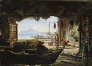 Veduta Del Vesuvio Da Una Rimessa Di
Barche A Posillipo by Ludovic Lepic