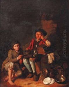 Deux Enfants A La Cage Aux Oiseaux
