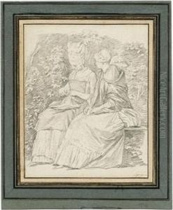 Zwei Damen In Der Gartenlaube by Francois-Bernard Lepicie
