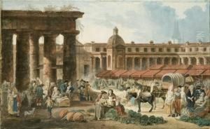 Scena Di Mercato; E Interno Di Una Dogana by Francois-Bernard Lepicie