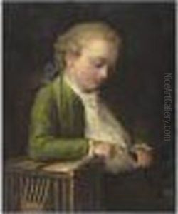 Jeune Garcon Avec Une Cage A Oiseaux