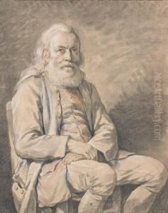 A Bearded Man, Three-quarter-length, Seated With His Hands Foldedin His Lap by Francois-Bernard Lepicie