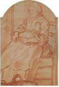Study Of A Seated Woman by Francois-Bernard Lepicie