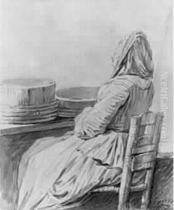 Femme Assise Devant Une Table by Francois-Bernard Lepicie