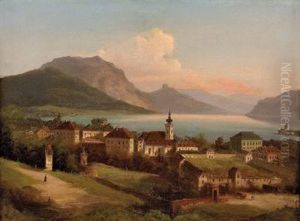 Gmunden Am Traunsee Mit Schloss Orth by Ferdinand Lepie