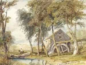 Riding past the watermill by David Cox
