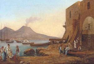 Fishermen on the shores of the bay of Naples by Franz Ludwig Catel