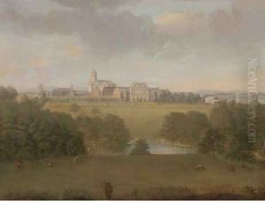 Cattle grazing before a country house by George Cuitt