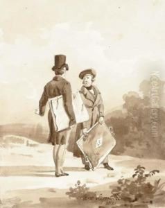 Deux Artistes Discutant Dans Un Paysage