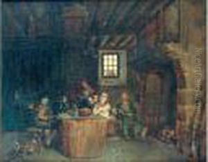 Scene D'un Interieur De Ferme by Auguste-Xavier Leprince