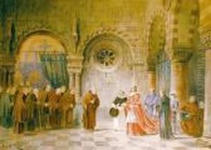 Prosesjon I Kirkeinterior 1872 by Vincent Stoltenberg Lerche