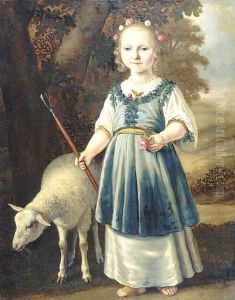 Portrait of a young girl dressed as a shepherdess
