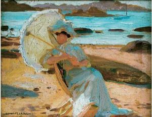 Femme A L'ombrelle Sur La Plage Femme A L'ombrelle Sur La Plage